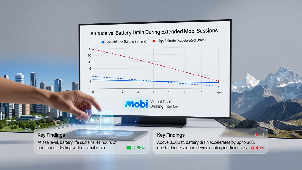 Graph comparing battery discharge rates at sea level versus high altitude during mobile gaming