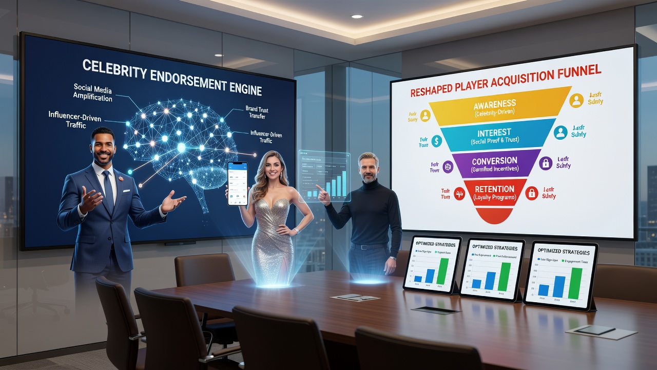 Analytics dashboard showing player growth after celebrity partnership launches in digital gambling platforms
