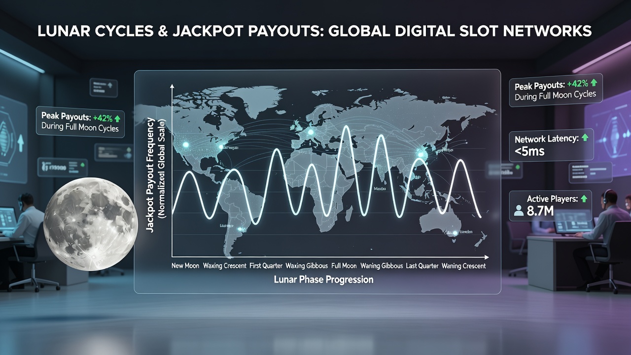 Data charts displaying jackpot frequency metrics plotted against lunar phase timelines