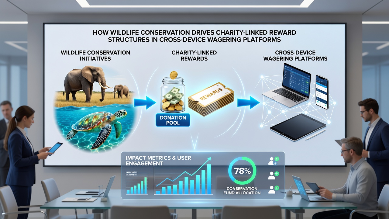 Mobile and desktop screens showing synchronized wildlife conservation reward balances in a wagering application