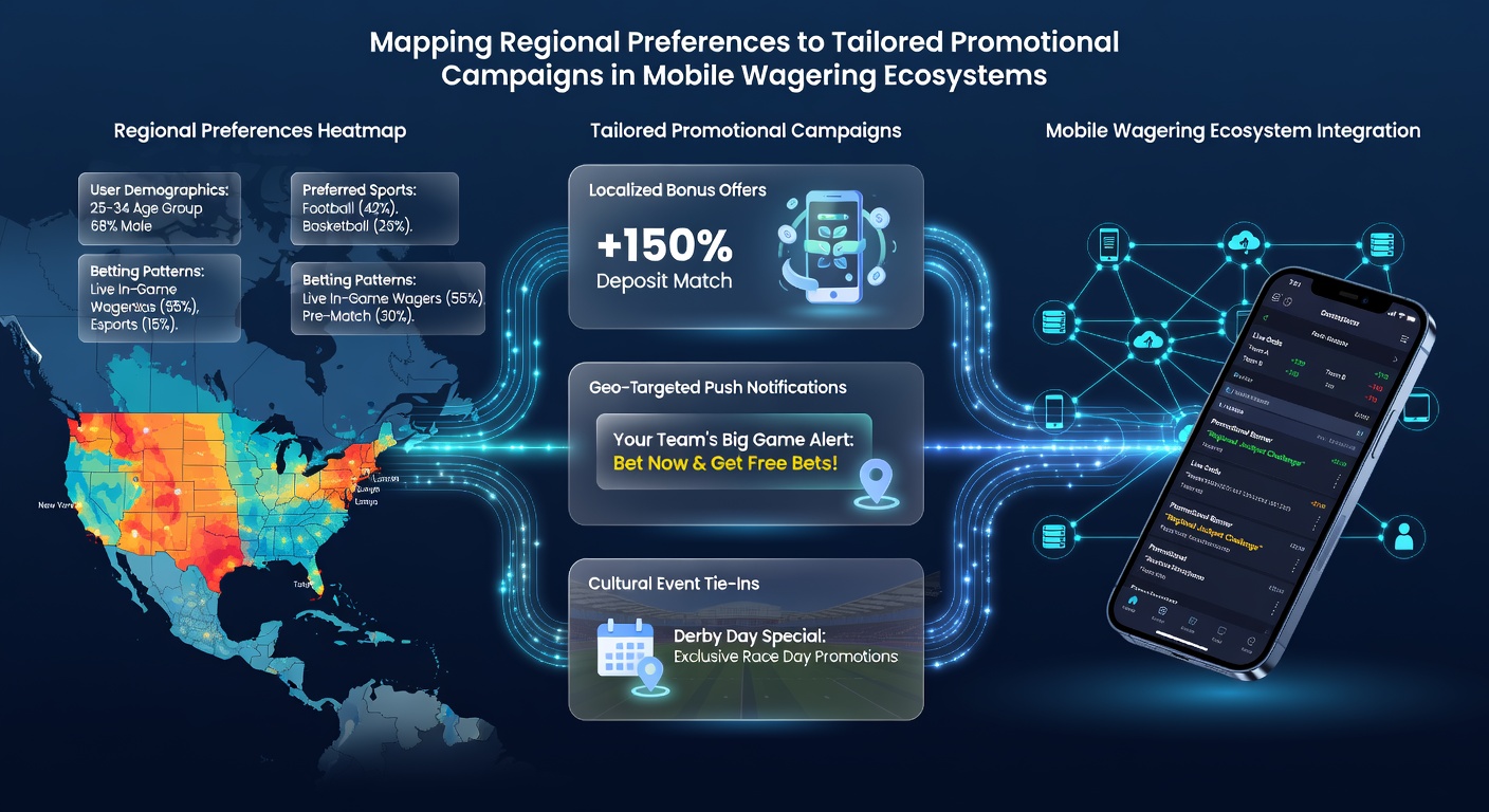 Analytics dashboard showing regional preference maps and promotional performance metrics for mobile wagering