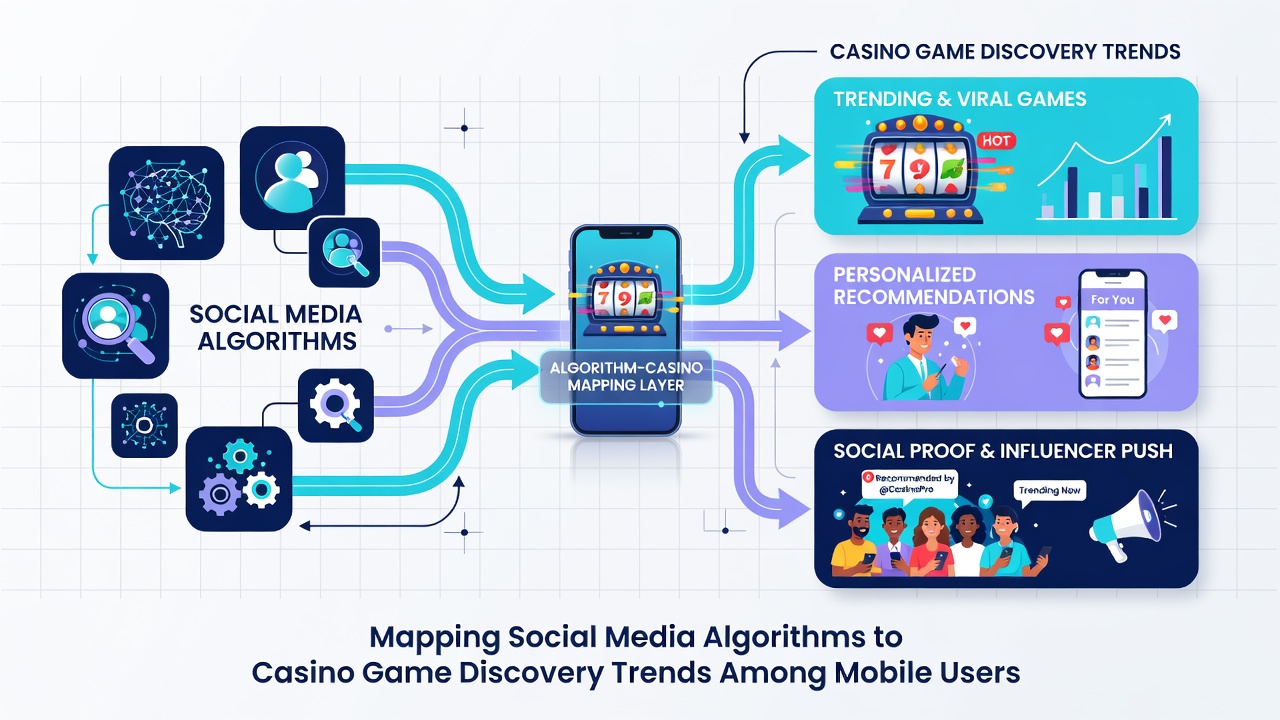 Mobile screen displaying algorithm-driven casino game recommendations in a social media feed