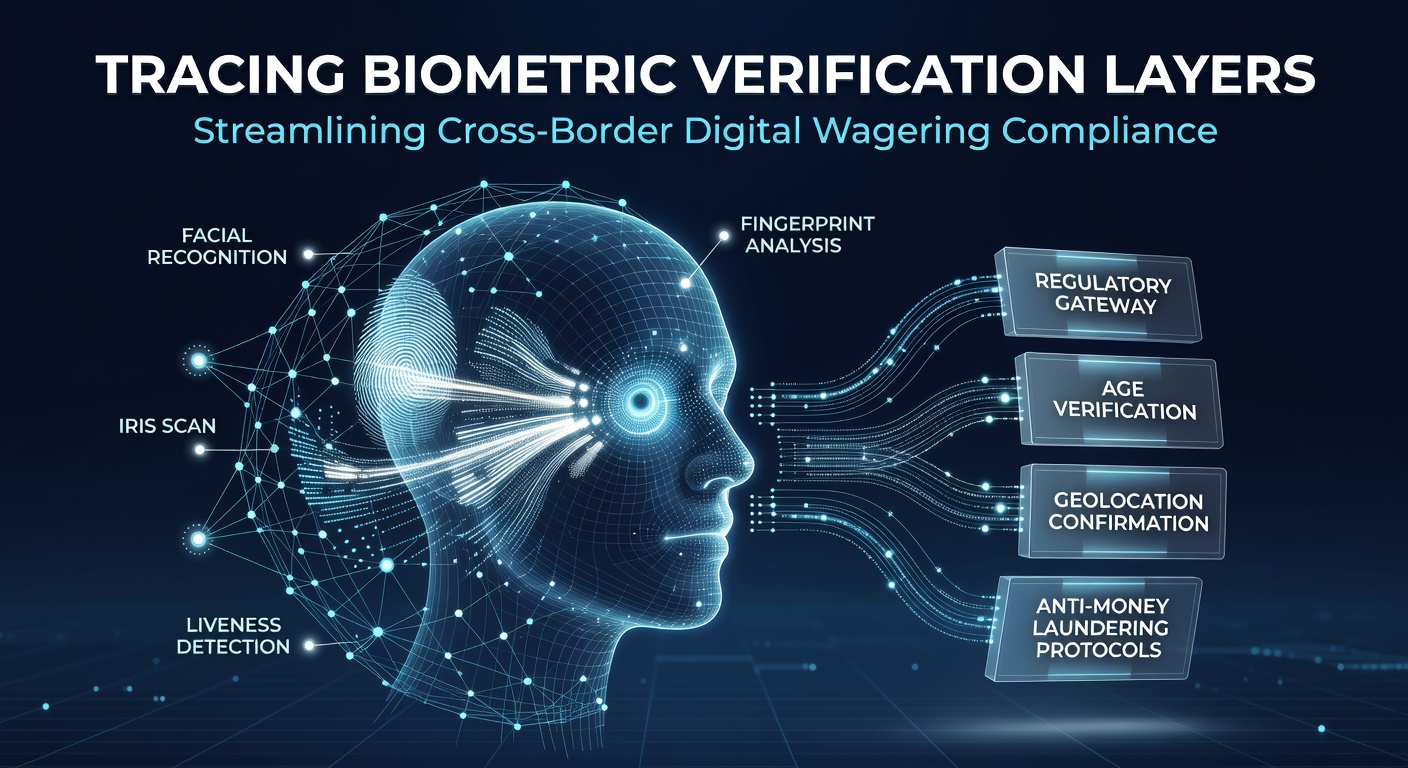 Biometric verification interface used in cross-border wagering platforms showing facial recognition and fingerprint layers
