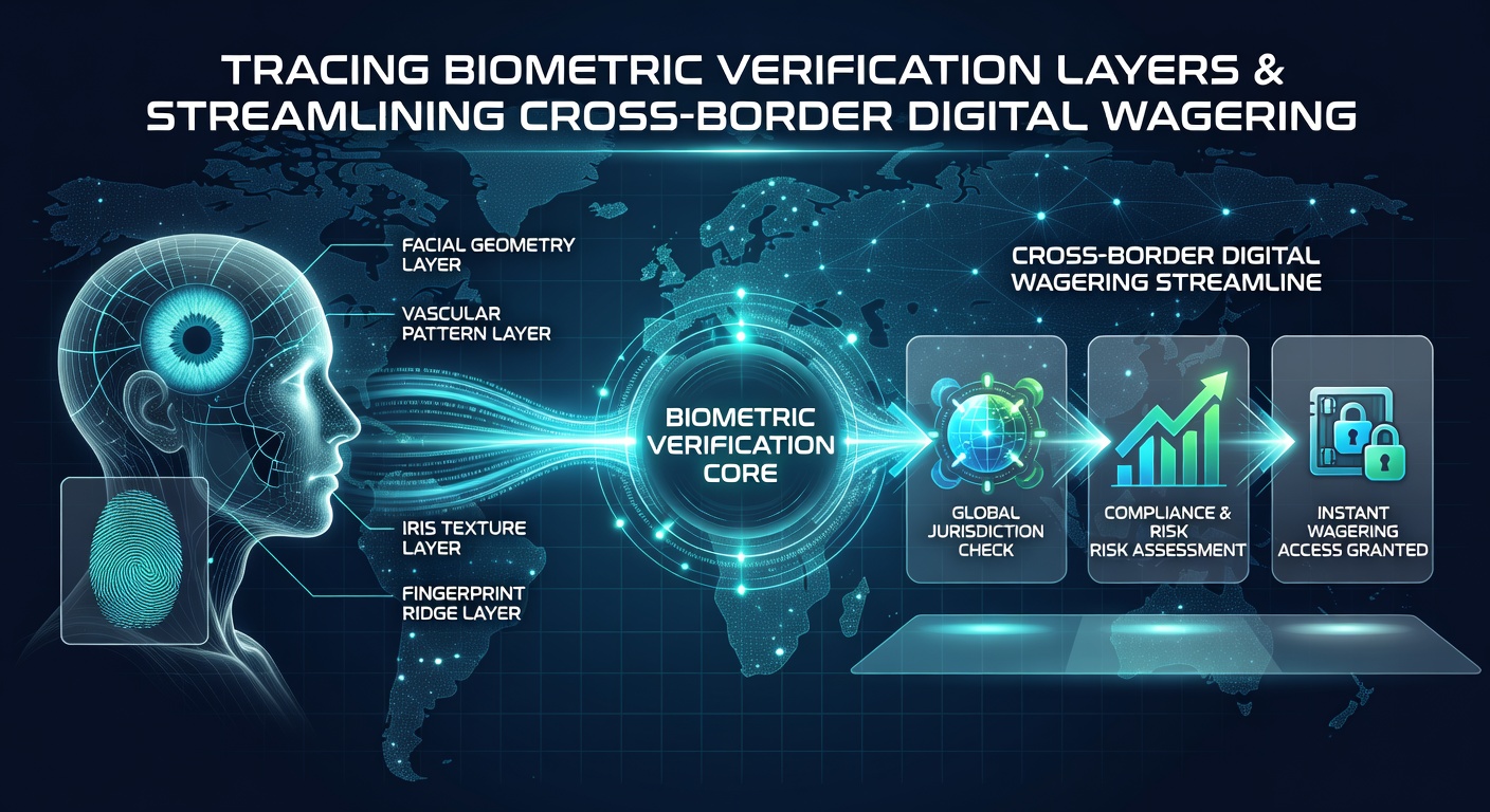 Secure digital wagering dashboard displaying real-time biometric compliance checks across international borders